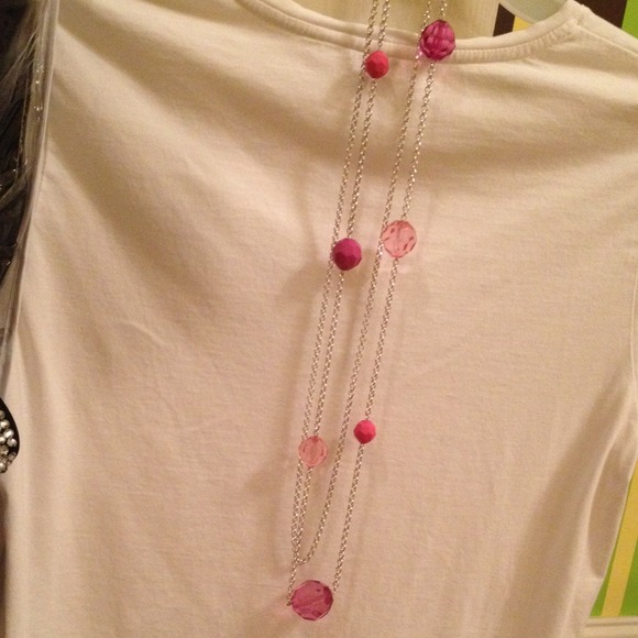 Super stylish double chain pink beaded necklace