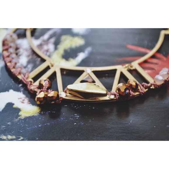 Gold and Purple Beaded Necklace - Picture 2 of 2