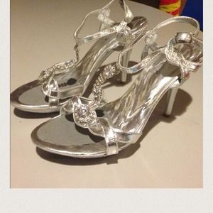 Silver 4.5 inch heels (SOLD)