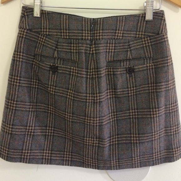 GAP Gray & Gold Plaid wool mini-skirt size 0 HOT! - Picture 3 of 4