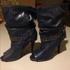 Blue leather boots