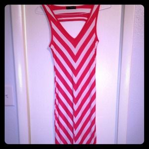 Coral & White Maxi Dress