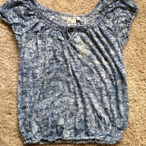 Paisley burn-out peasant tee