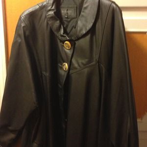 DAMSELLE OF NEW YORK BLACK LEATHER M-COAT REDUCED