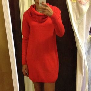 red sweater dress