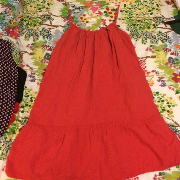 Gap red linen spaghetti strap dress