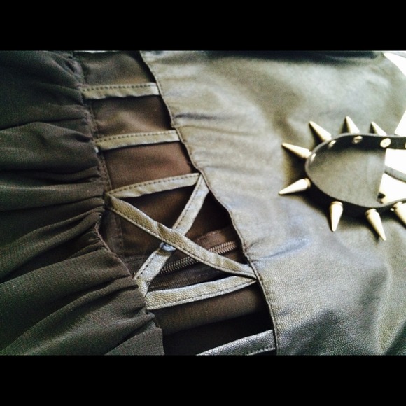 Faux chiffon-leather dress