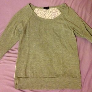 Grey sweater with beautiful lace back