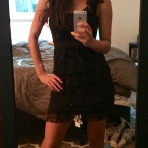 Black lace ruffle dress