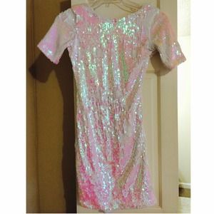 Asos all over sequin body-conscious dress in white