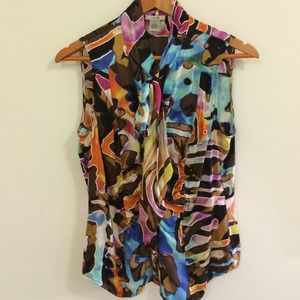 SOLD ON TF Cache silk blouse top sleeveless size M
