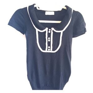 NEW Black Knit Peter Pan Collar Top