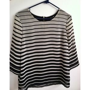 Striped 3/4 sleeve length edgy chiffon Top