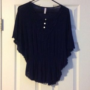 Xhiliration navy blue boho top