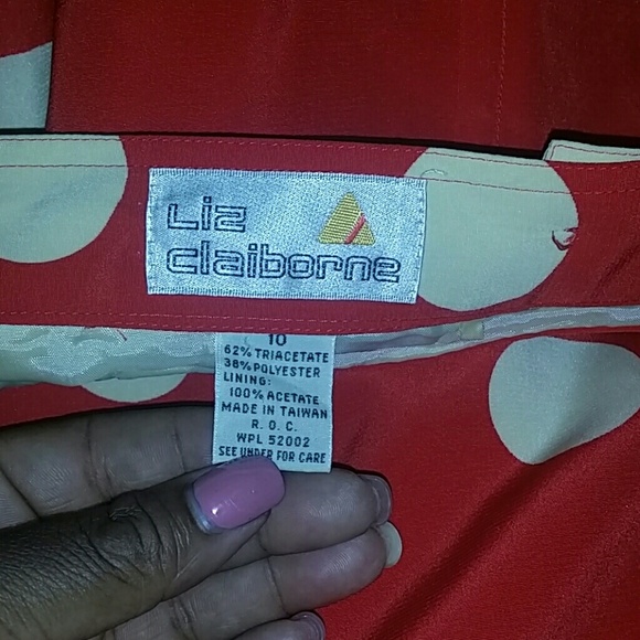 RED & CREAM POLKA DOT LIZ CLAIBORNE SKIRT - Picture 2 of 2