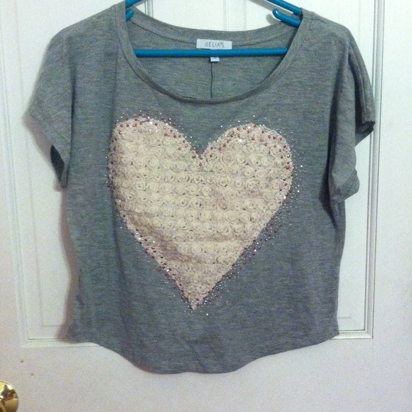 Sparkly rose heart crop top