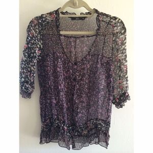 ❌SOLD❌NEW Sheer Floral Patchwork Blouse
