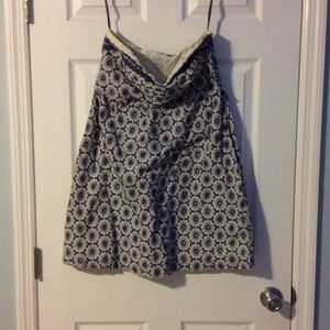 American Eagle cream and blue grey floral dress