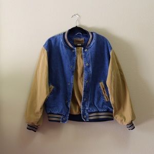 Vintage Denim And Twill Letterman Jacket