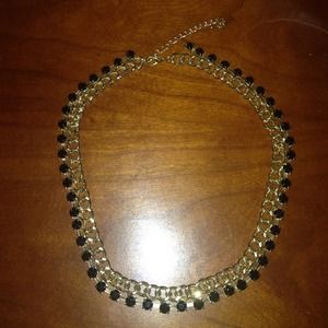 Gold with Black Gems Necklace