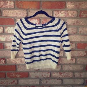 Cream and Navy Striped Sweater!