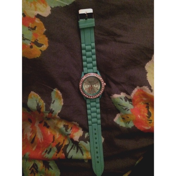 Turquoise color Geneva watch