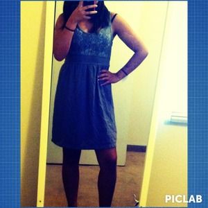 Grey dress with flower design on top