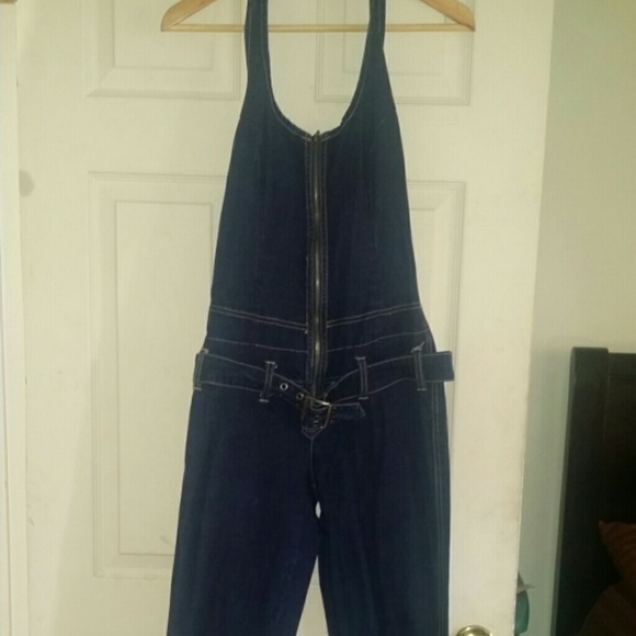 Pepe Denim Halter Jumpsuit