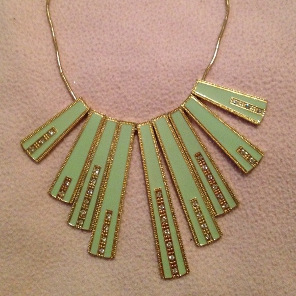 ANA & AVA mint green/gold statement necklace.