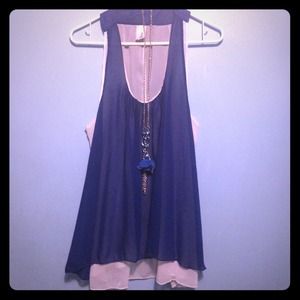 Beautiful blue with white sheer tank top