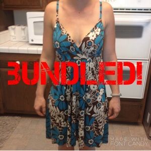 Teal and brown floral spaghetti strap dress