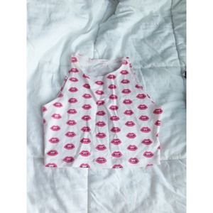American Apparel pink lips cotton cropped tank!