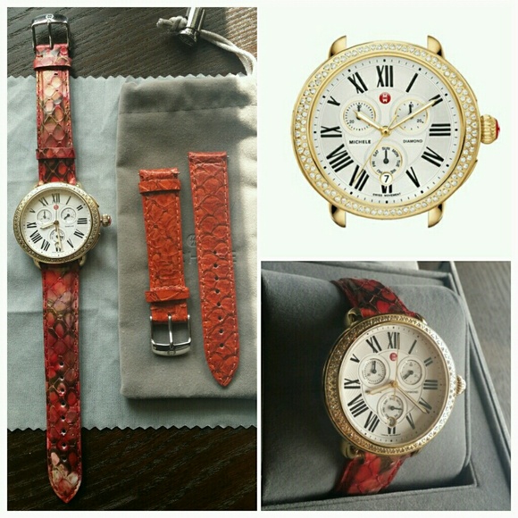 ❌SOLD❌Michele Serein 18 Gold Tone Watch
