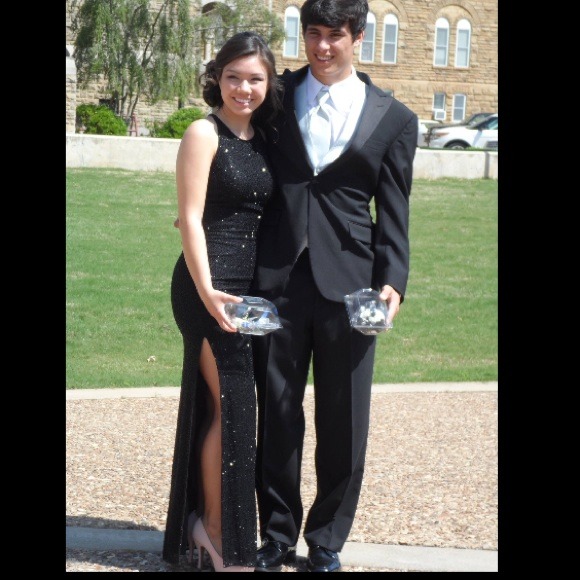 Black beaded prom dress