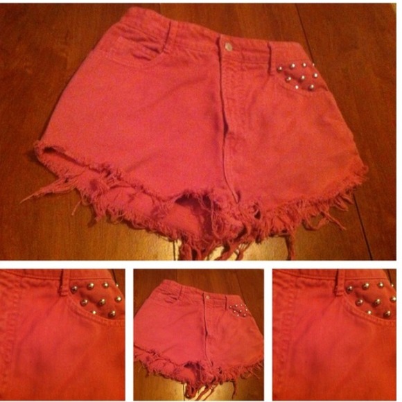High waist studded shorts