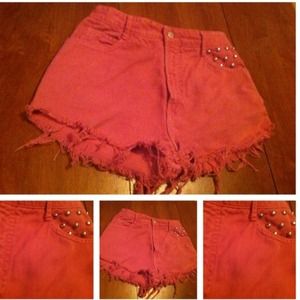 High waist studded shorts