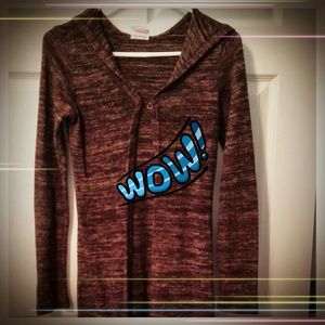 Long Hooded Brown Fall Sweater