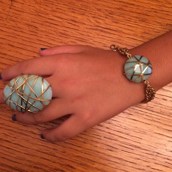 Amazonite Bracelet and Amazonite Ring Set