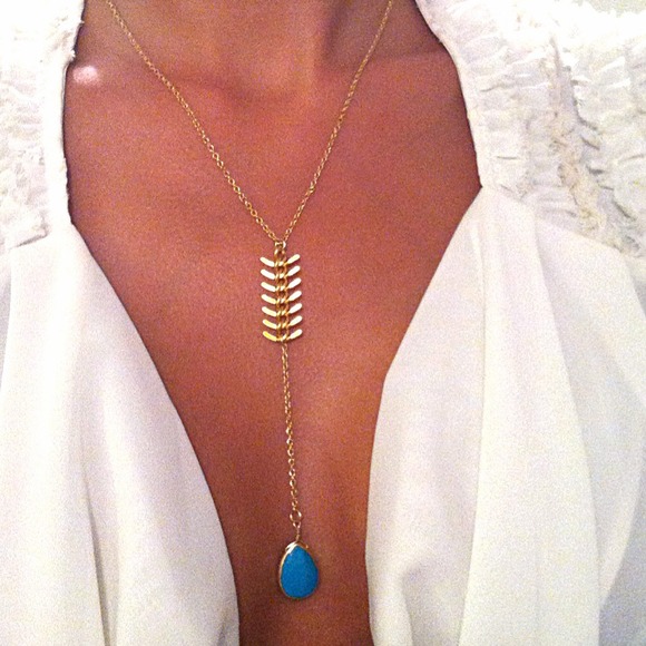 Vegas gold necklace fishbone 24k filled