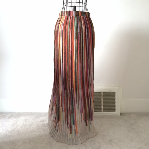 Sabine Dresses & Skirts - Colorful Paintbrush Stroke Pleated Maxi Skirt