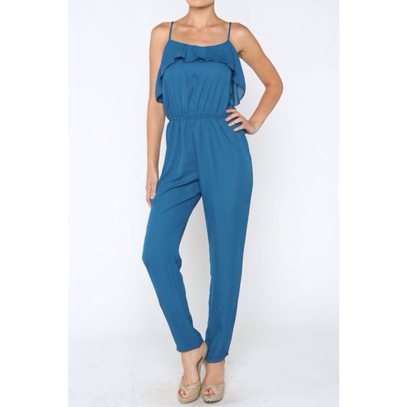 Teal Spaghetti Strap Jumpsuit 💐HP!!!💐 - Picture 2 of 3