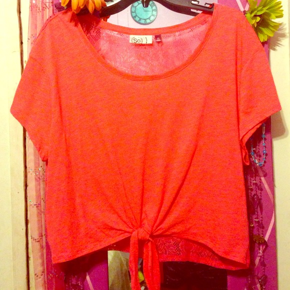 NWOT Orange lace crop top