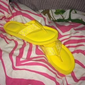 Yellow coach sandals