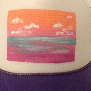 🌴👯💕👙Hawaiian Style Painted Trucker Hat