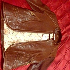 Andrew Marc cognac leather jacket.