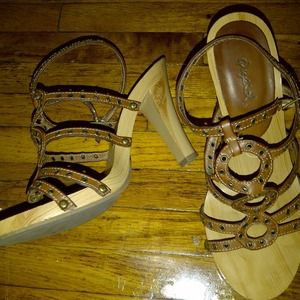 Bohemian Strappy Wooden Platform Heels Sandals