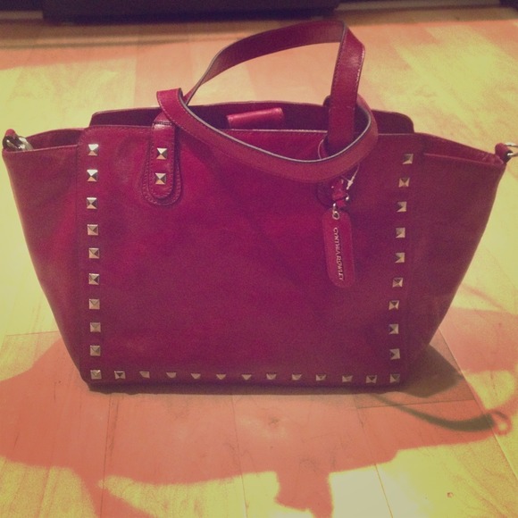 Red leather bag!