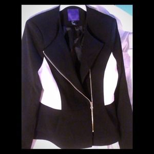 Black and white peplum jacket