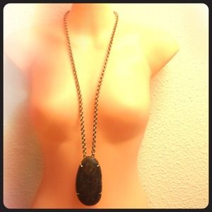 Labradorite Stone amulet  on chain 24.5" Necklace