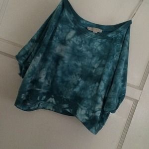 tye-dye turquoise crop top